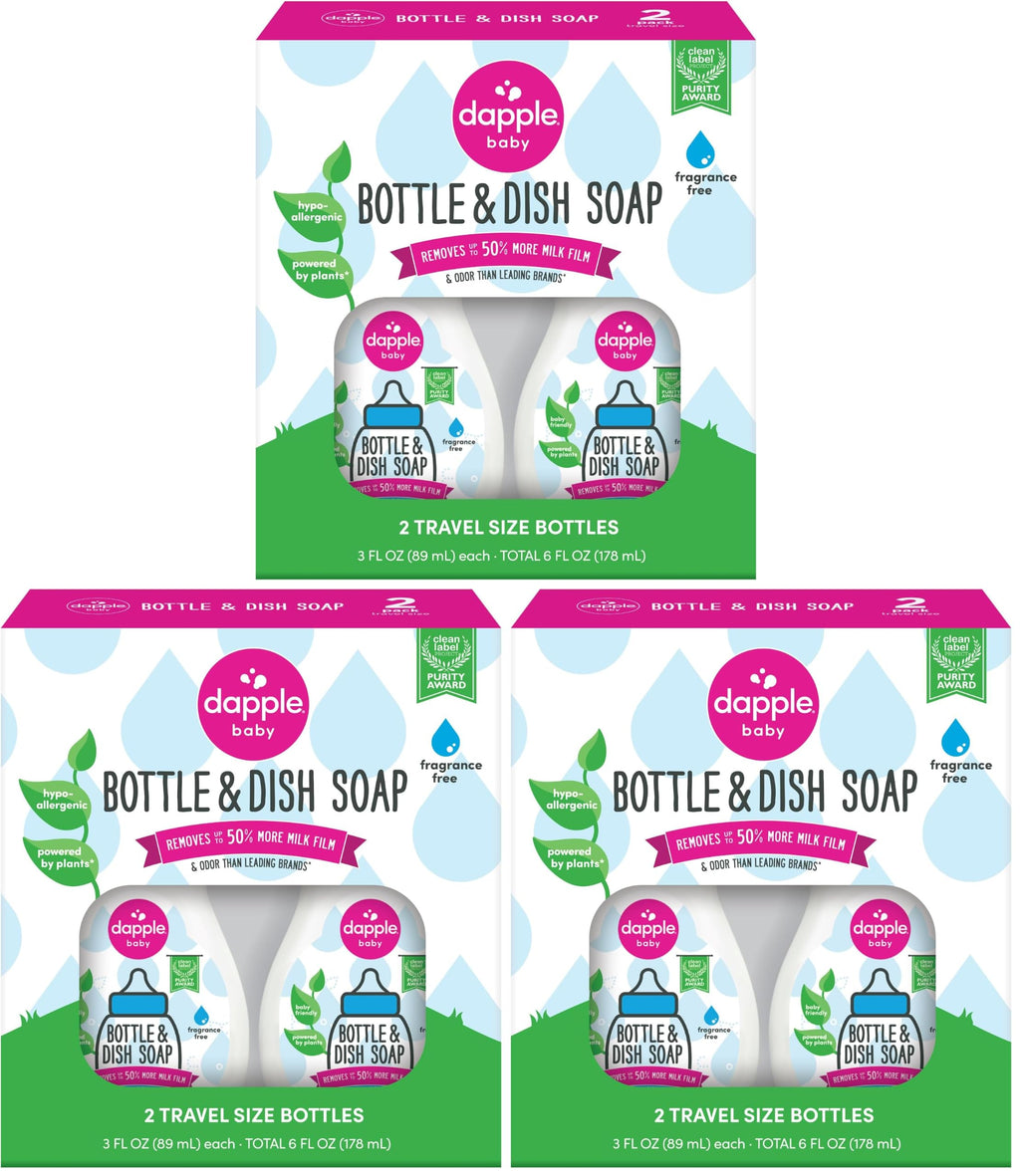 Dapple Baby - Fragrance Free Bottle & Dish Soap - 16.9 fl oz (3 Pack)