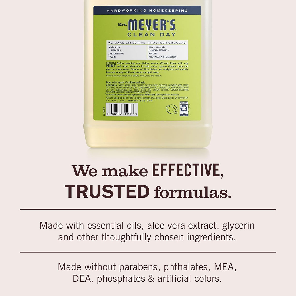 Mrs. Meyer's Clean Day, Liquid Dish Soap Refill, Lemon Verbena, 48 Fl Oz