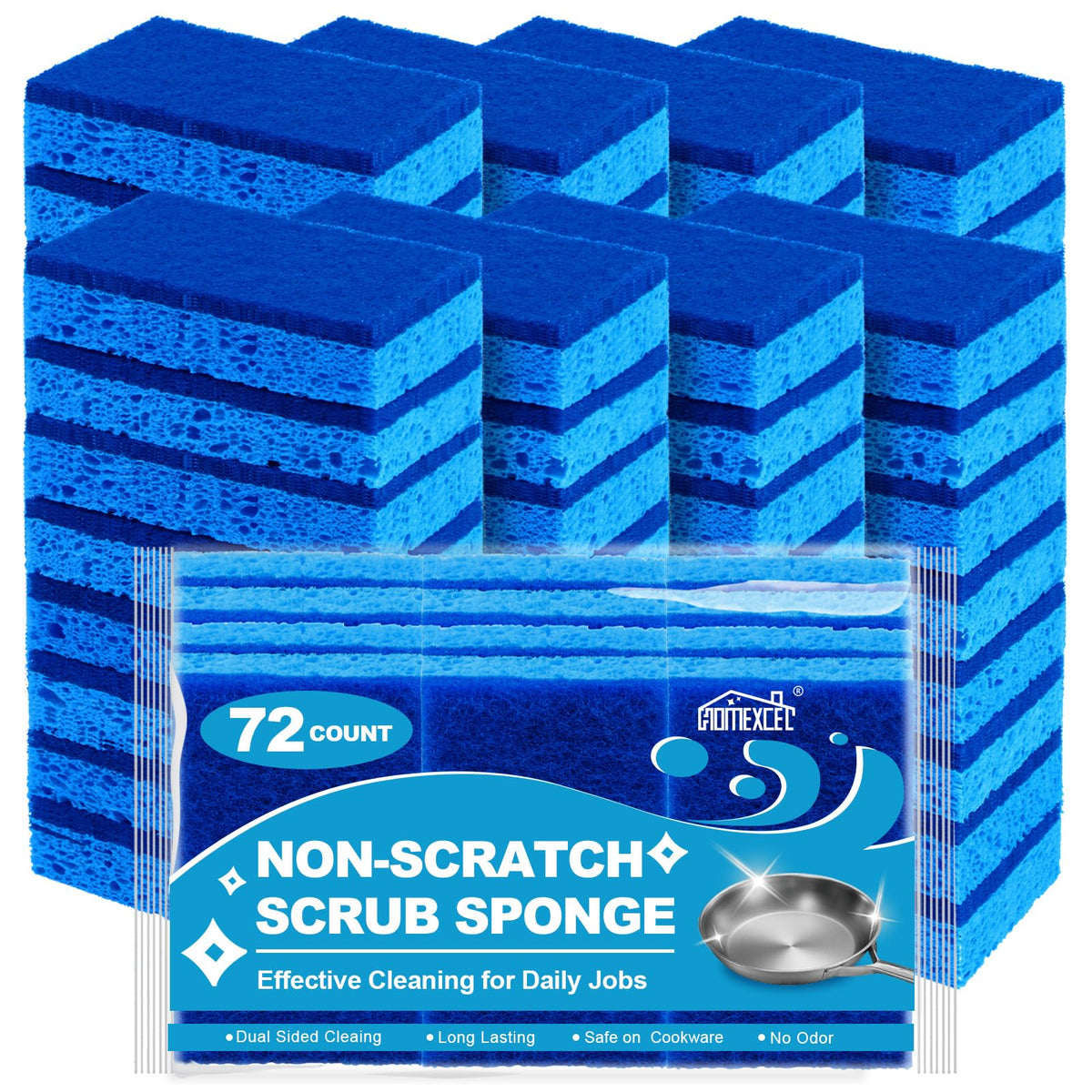 HOMEXCEL Sponges Kitchen 24 Pack, Non Scratch Scrub Dish Sponge for Dishes