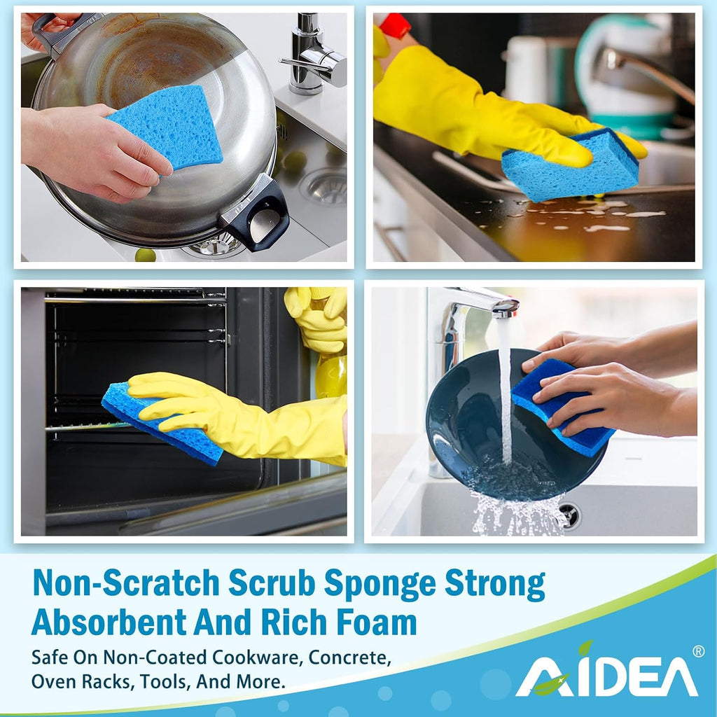 AIDEA Sponges Kitchen-6Count, Non Scratch Scrub Sponge, Dish Sponges
