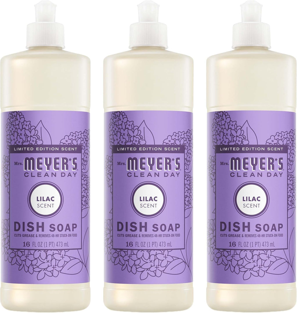 MRS. MEYER'S CLEAN DAY Liquid Dish Soap, Lilac, 16 fl oz, 3 Pack
