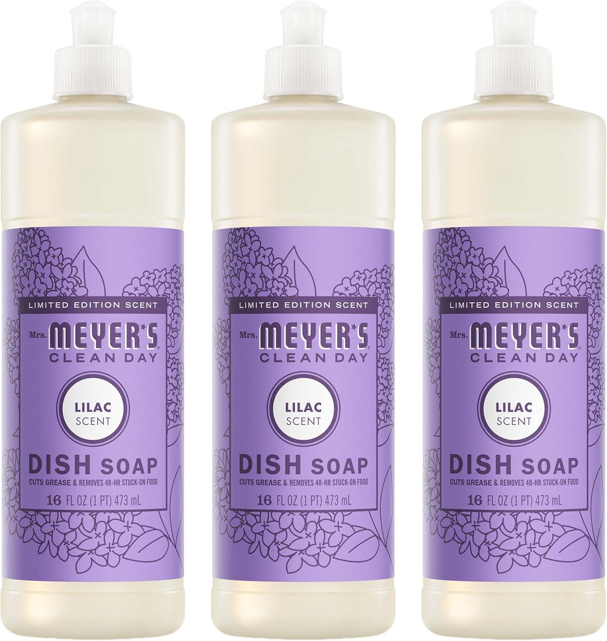 MRS. MEYER'S CLEAN DAY Liquid Dish Soap, Lilac, 16 fl oz, 3 Pack