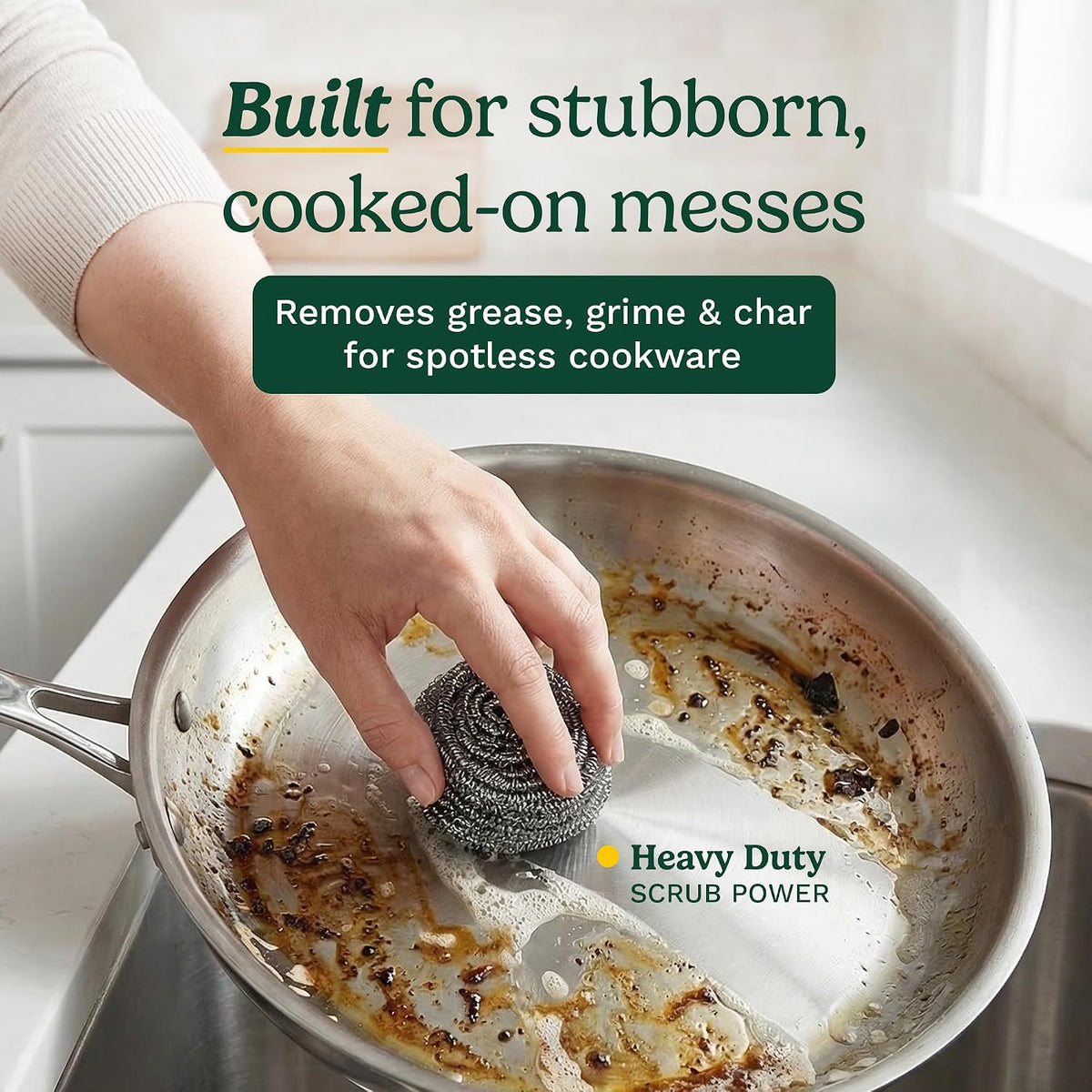 Cuisinart Stainless Steel Wool Scrubber, 12-Pack, Heavy Duty