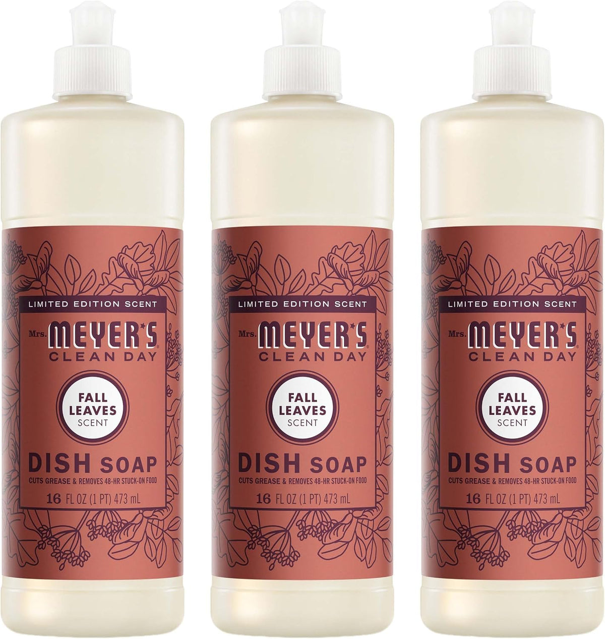 Mrs. MEYER'S CLEAN DAY Dish Soap, Fall Leaves Scent, 16 fl oz (Pack of 3)