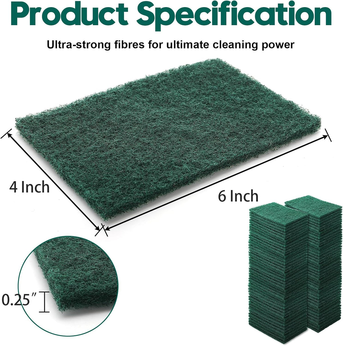 Jucoan 120 Pack Heavy Duty Scouring Pads, 4 x 6 Inch Non-Scratch Scrub Pads, Green Reusable Multipurpose Scrubbing Pads for Kitchen Dish, Metal Grills, Household Bathroom Sink Bathtub