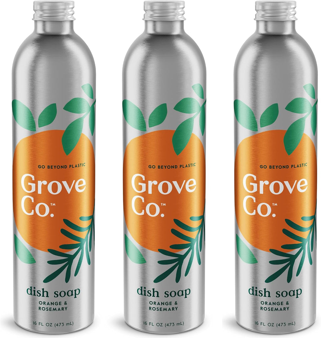 Grove Co. Dish Soap, 3 x 16 fl oz Refills, Orange & Rosemary