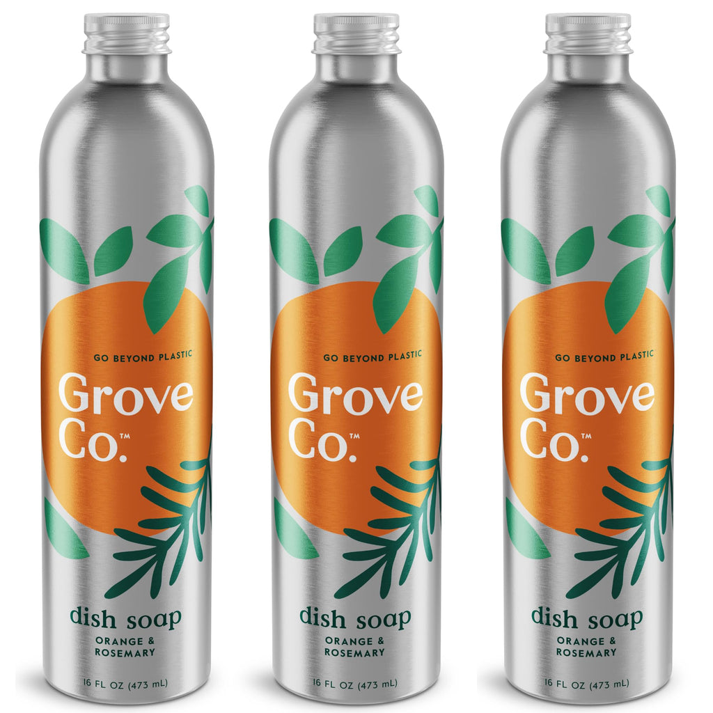Grove Co. Dish Soap, 3 x 16 fl oz Refills, Orange & Rosemary