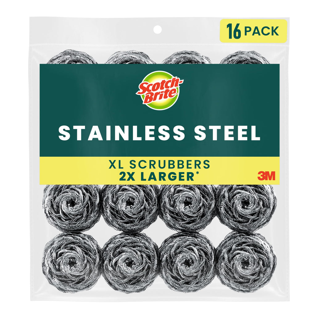 Scotch-Brite Stainless Steel Scrubbers, 16 Pack