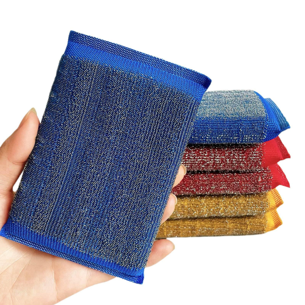 Kitchen Sponges for Dishes - Steel Wool Scrubber Sponges for Kitchen Heavy Duty Non-Scratch Scrubbing Cleaner (6 Pack)