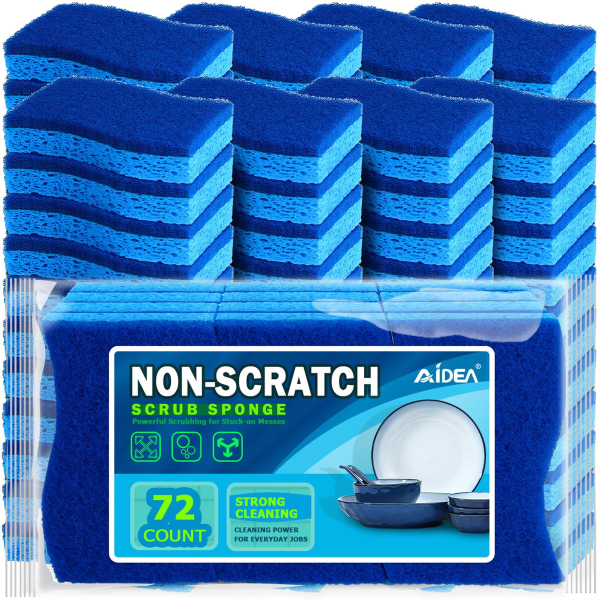 AIDEA Sponges Kitchen, Heavy Duty Scrub Sponge-24Count, Sponges for Dishes
