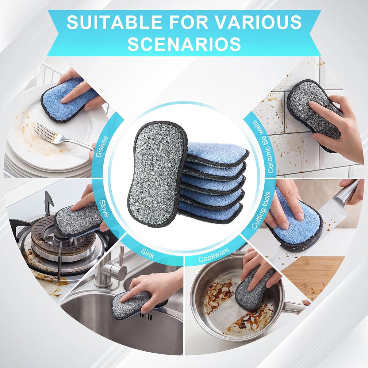 30 Pcs Kitchen Cleaning Set with Dish Sponge Cleaning Cloth Steel Scrubber