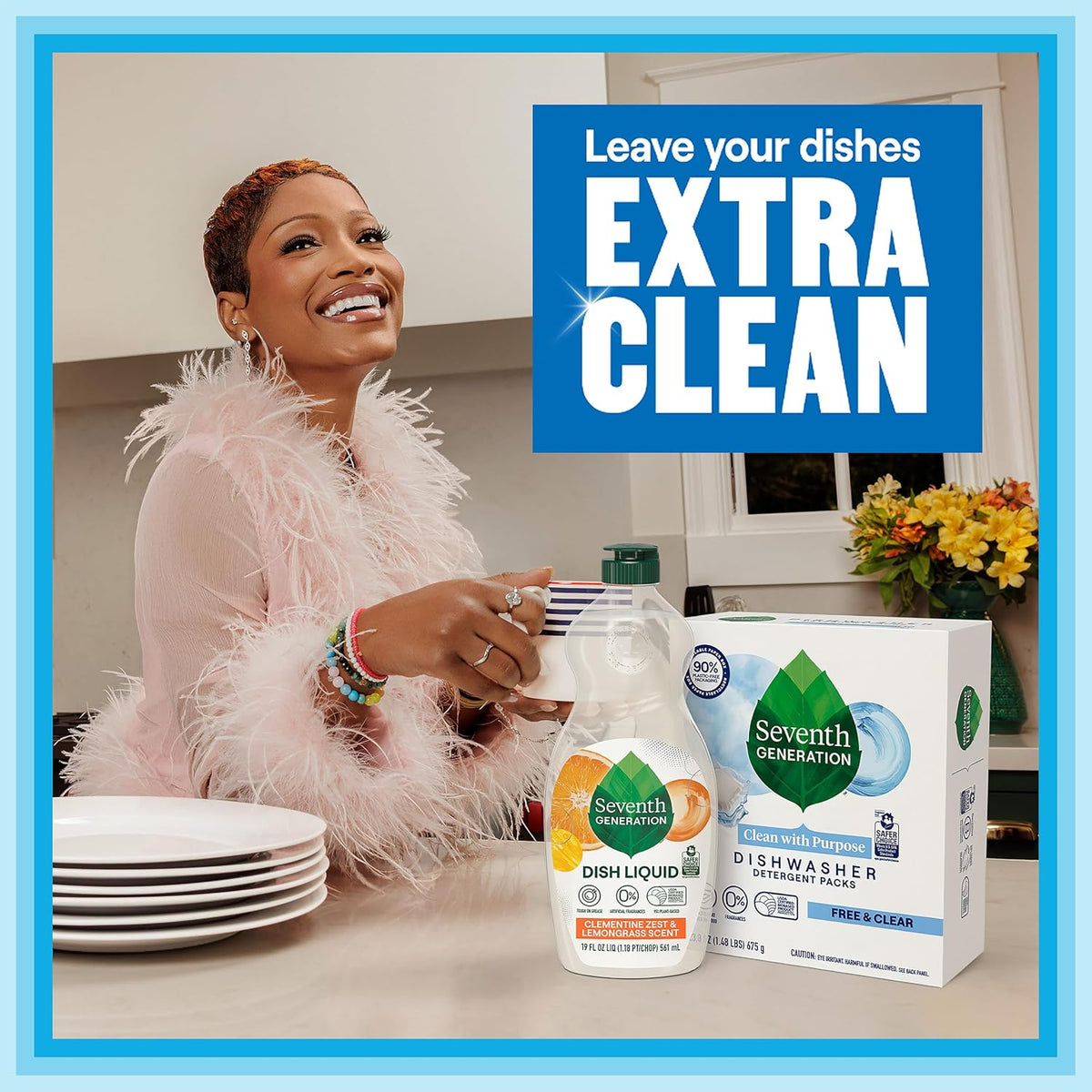 Seventh Generation Free & Clear Dishwasher Detergent Packs, 72 Count