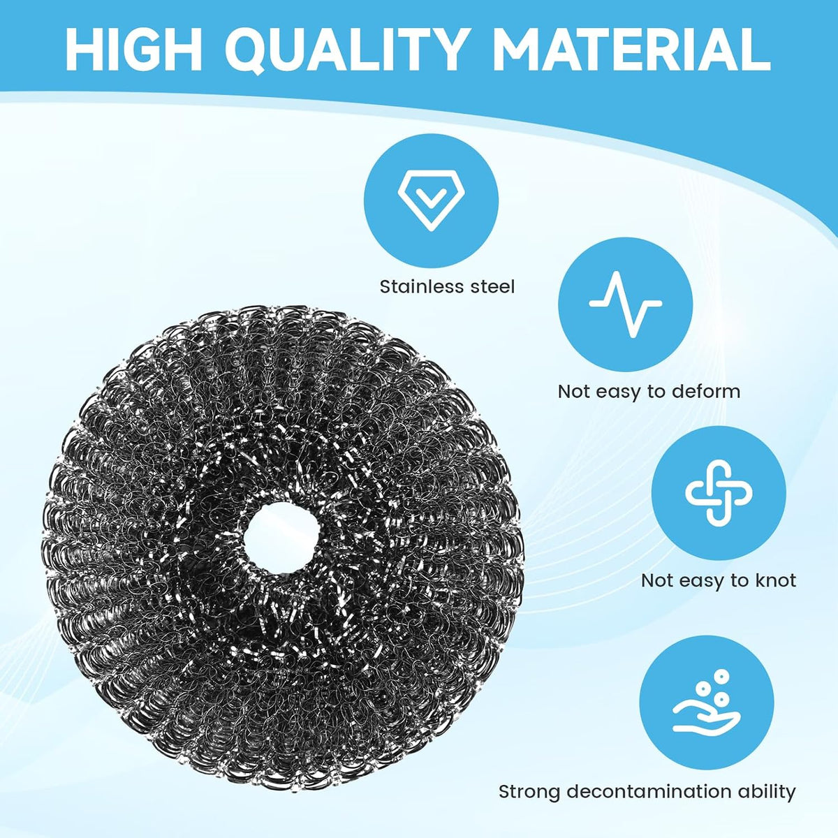 6 Pcs Steel Wool Scrubber, Stainless Steel Scrubber for Cleaning Kitchen and Household Stubborn Messes from Stoves Pans Pots Grill Sink, Replacement Wire Brush Set (Only Replacement Pad)