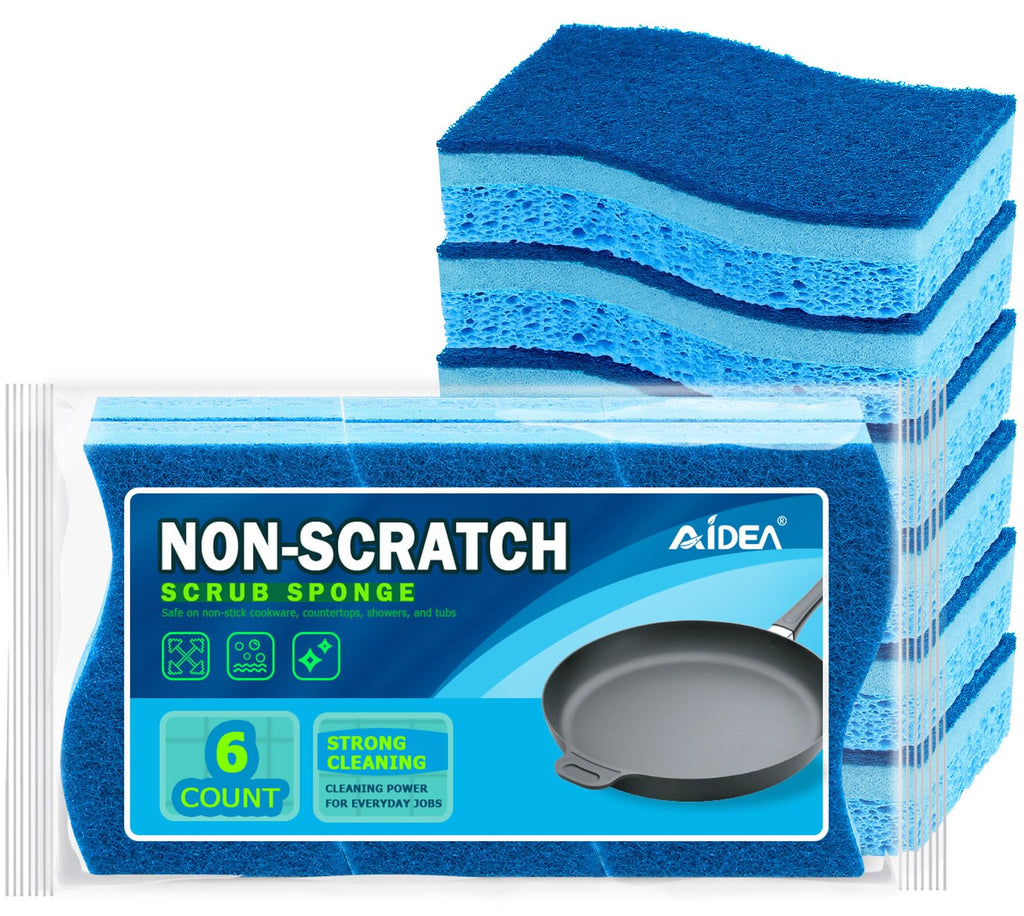 AIDEA Non Scratch Scrub Sponge-24Count, Sponges Kitchen, Sponges for Dishes