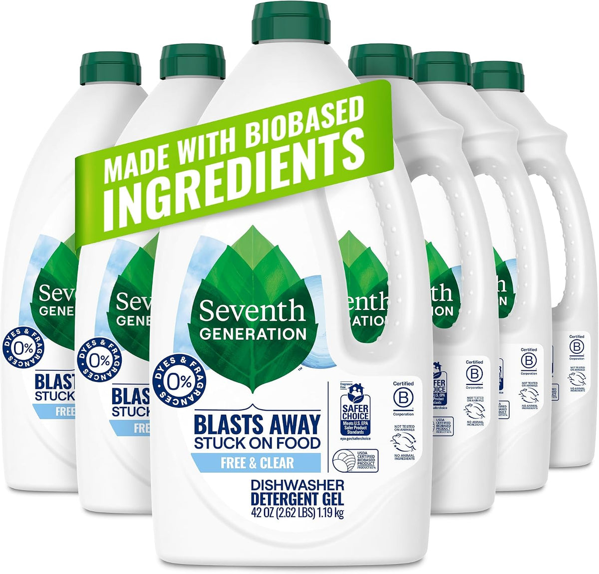 Seventh Generation Dishwasher Detergent Gel Free & Clear Dish Detergent Liquid Soap 42 Oz Pack Of 6