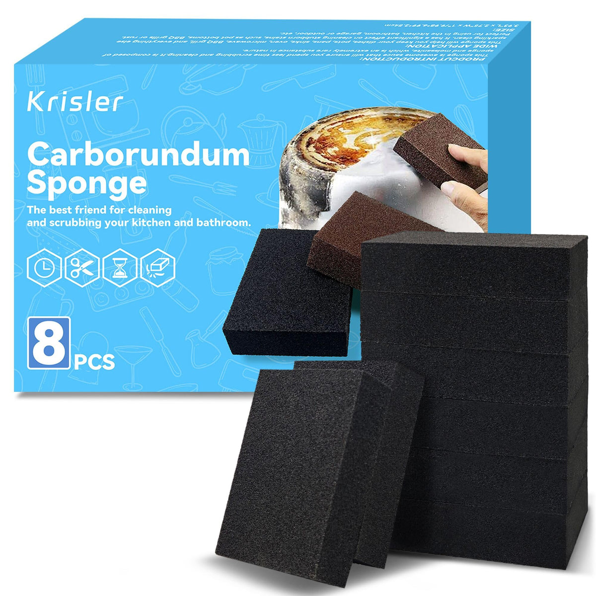 Krisler Carborundum Sponge Nano Emery Sponges, 8pc