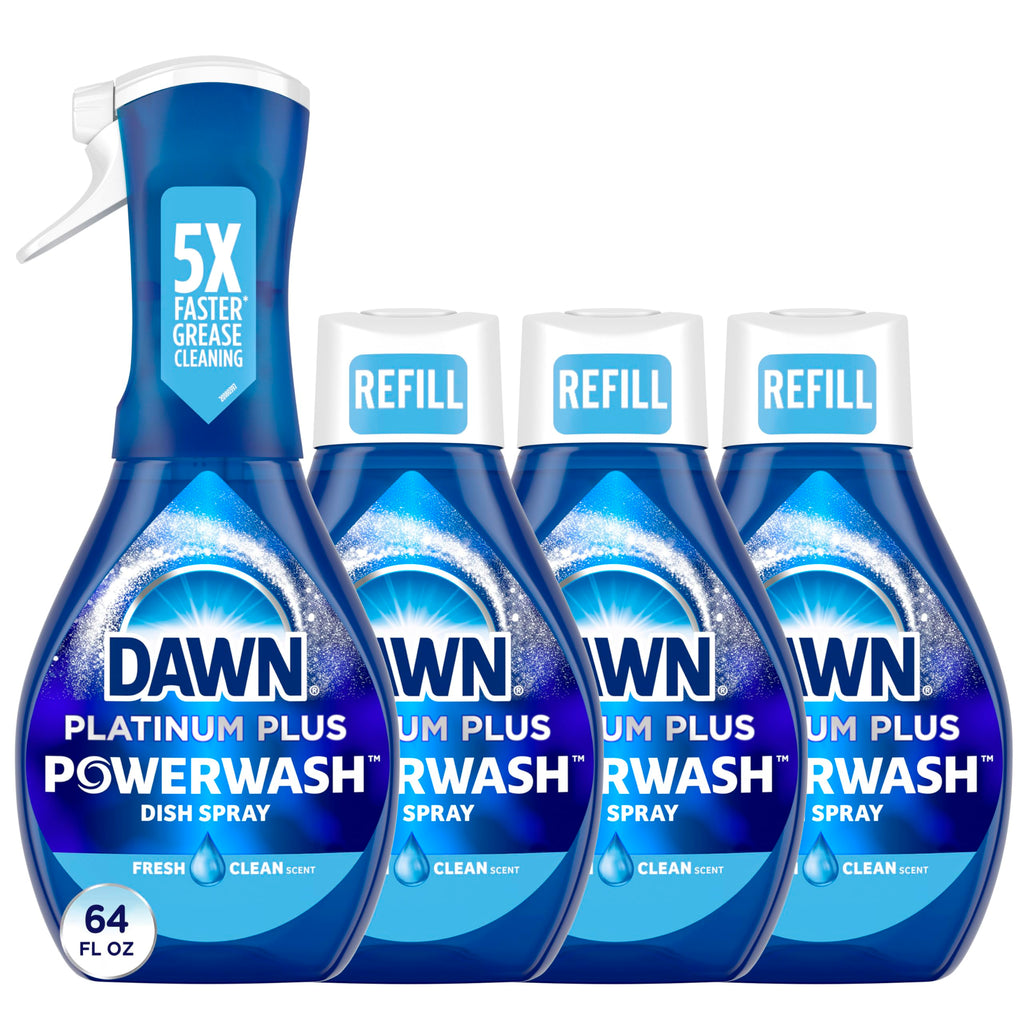 Dawn Powerwash Dish Soap Spray + 3 Dishwashing Liquid Refills Lemon, 4*16oz