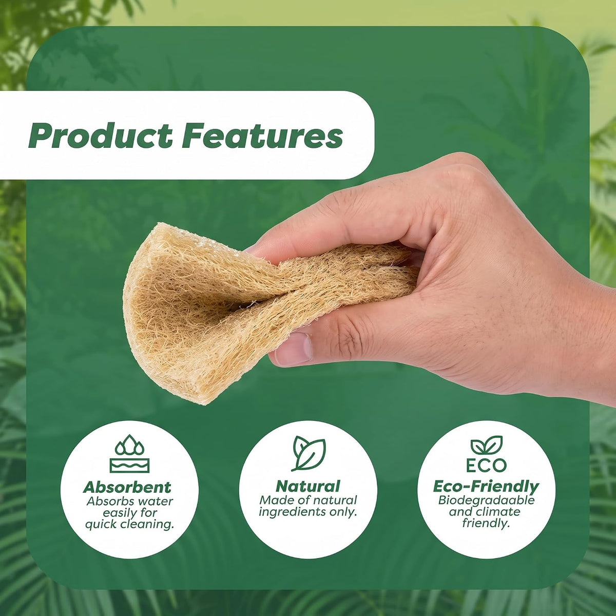 32 Pack Natural Scouring Pads, Coconut Husk Non Scratch Dish Scrubbing Pads