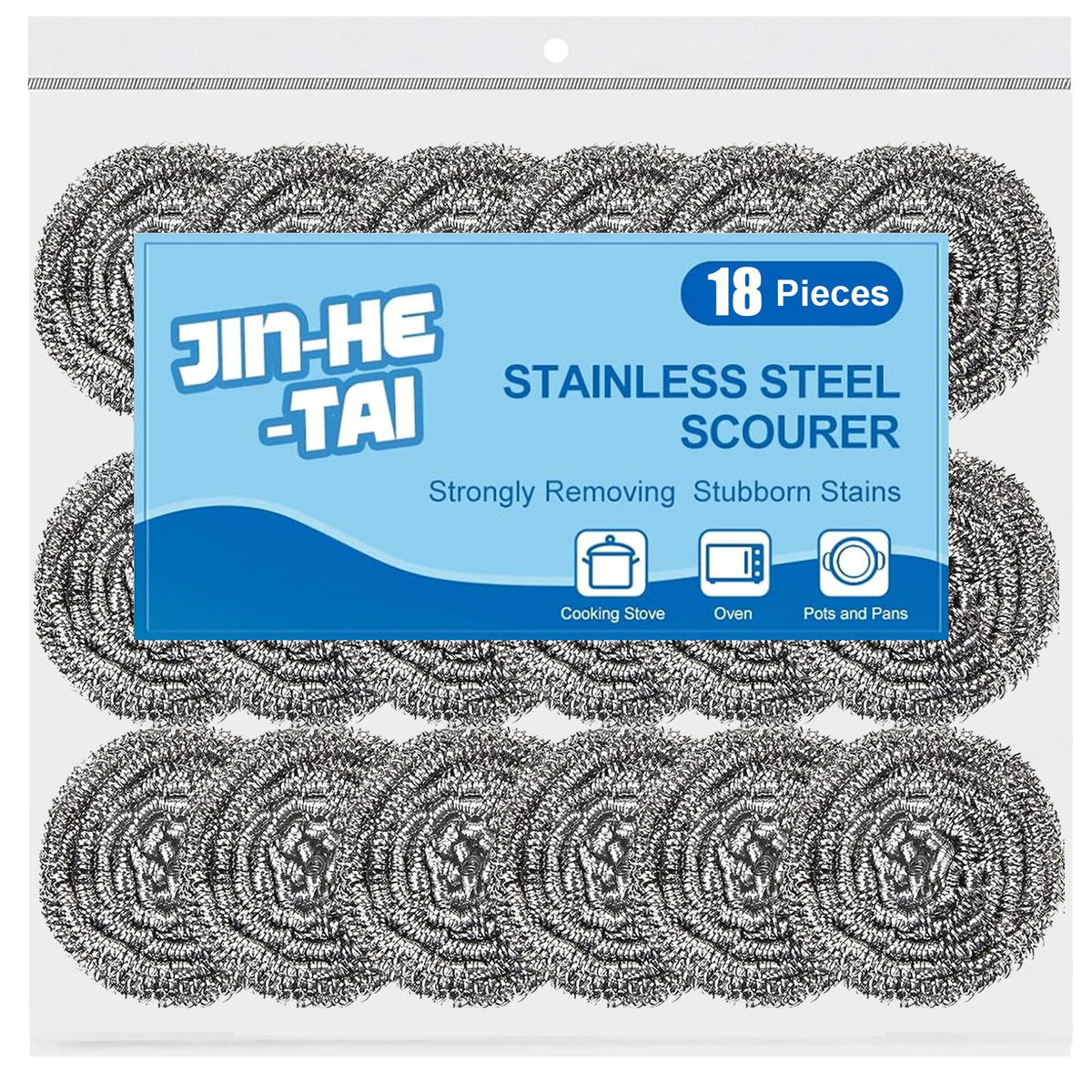 10 Pack Stainless Steel Scrubber, Steel Wool Srubber for Scouring Stubborn Messes from Pots and Pans, Stoves,Broiler Racks,Grills and More