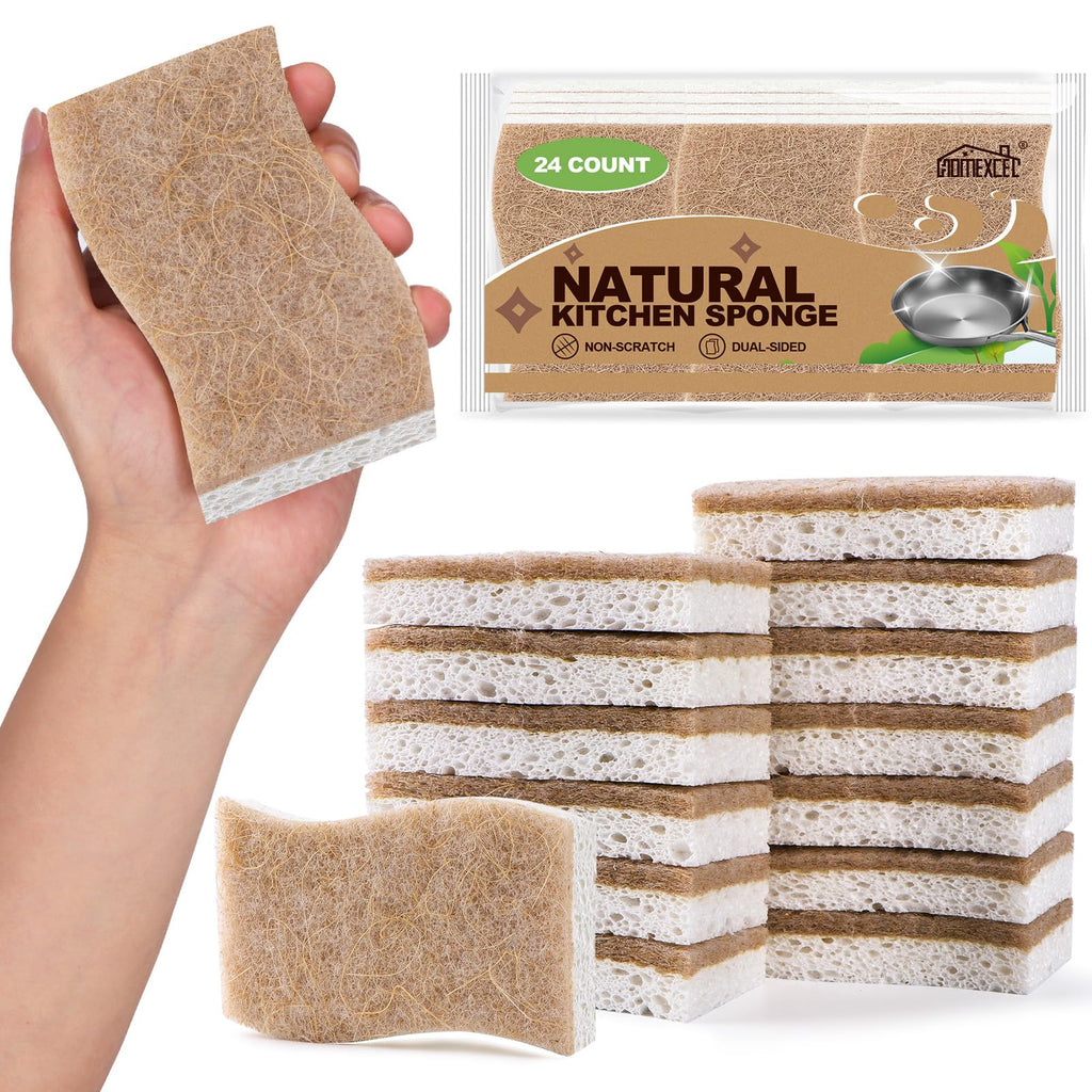 HOMEXCEL Sponges Kitchen 24 Pack, Non Scratch Scrub Dish Sponge for Dishes