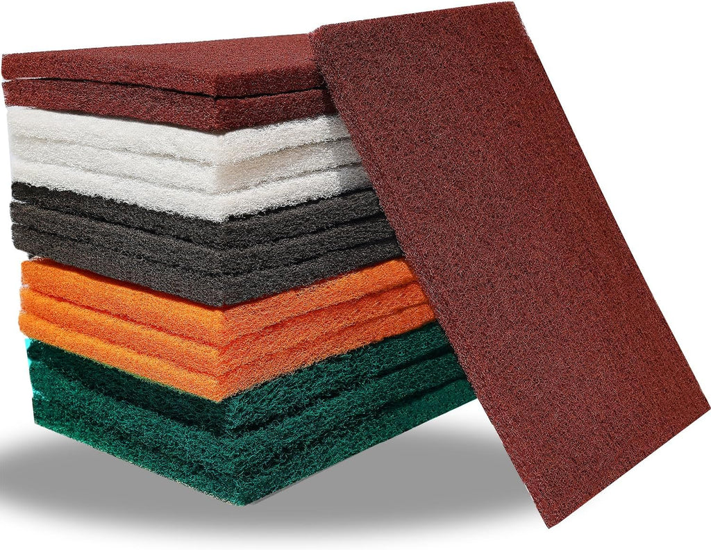 Tonmp 15 Pack 6 x 9 Inch Hand Pads Coarse Medium Fine Superfine 5 Different Specifications Assortment General Purpose Scouring Pad Ideal for Garden Tools and Grills,Automotive Body Tools