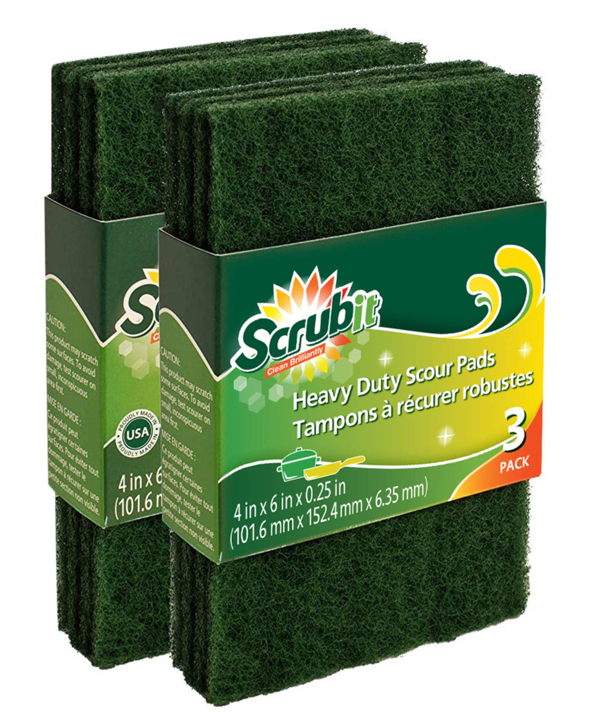 Scouring Pads - Heavy Duty Household Cleaning Scrubber with Non-Scratch Anti-Grease Technology - Reusable Scrubbing Pads - Green, 12 Pack