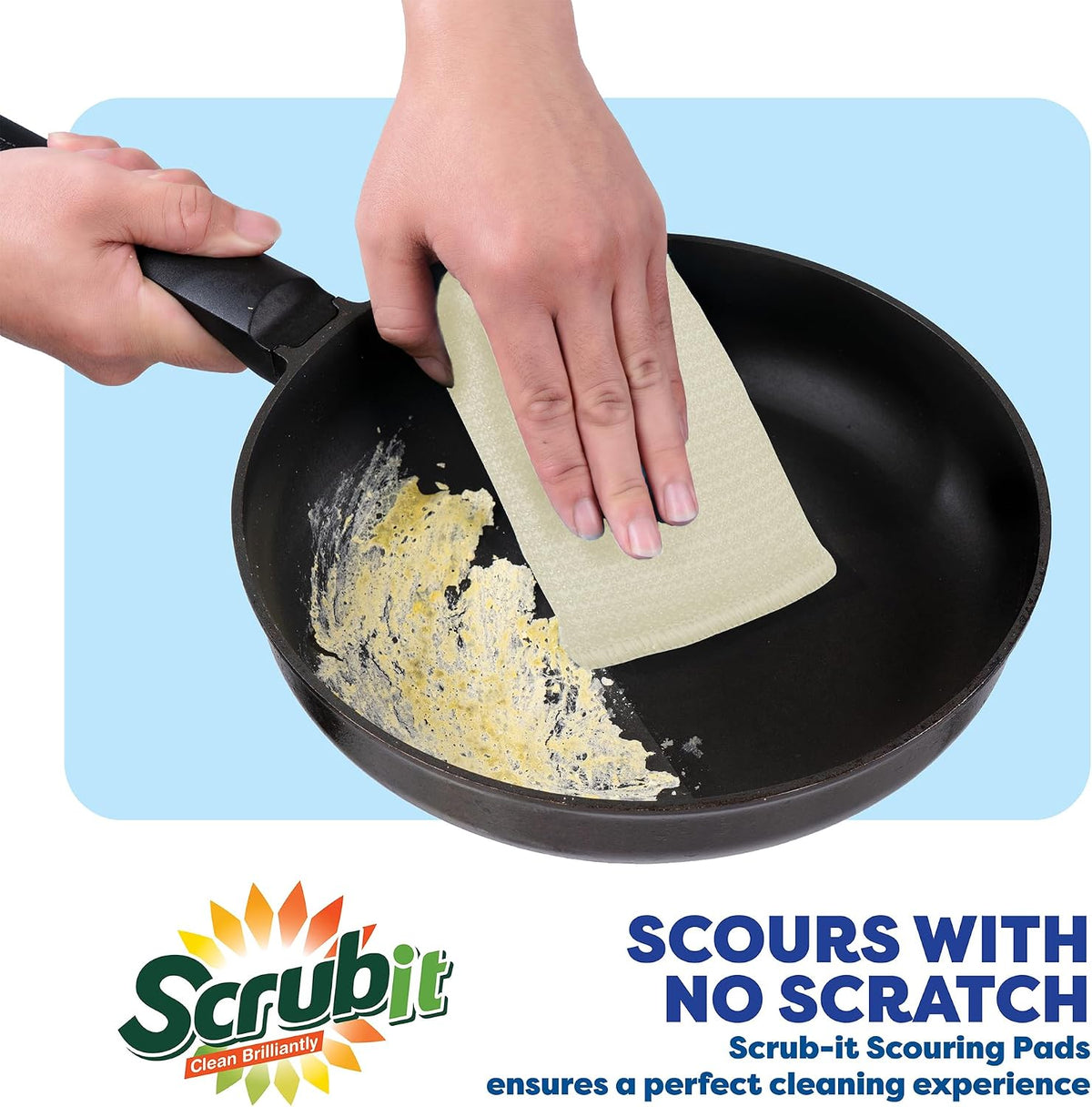 6 Scrub Sponges Kitchen By SCRUBIT, Multi-Purpose Scouring Pads, Non-Scratch Cleaning Sponges for Dishes, Pots & Non-Stick Cookware - Long Lasting Dish Scrubbers for Kitchen, Bathroom & More