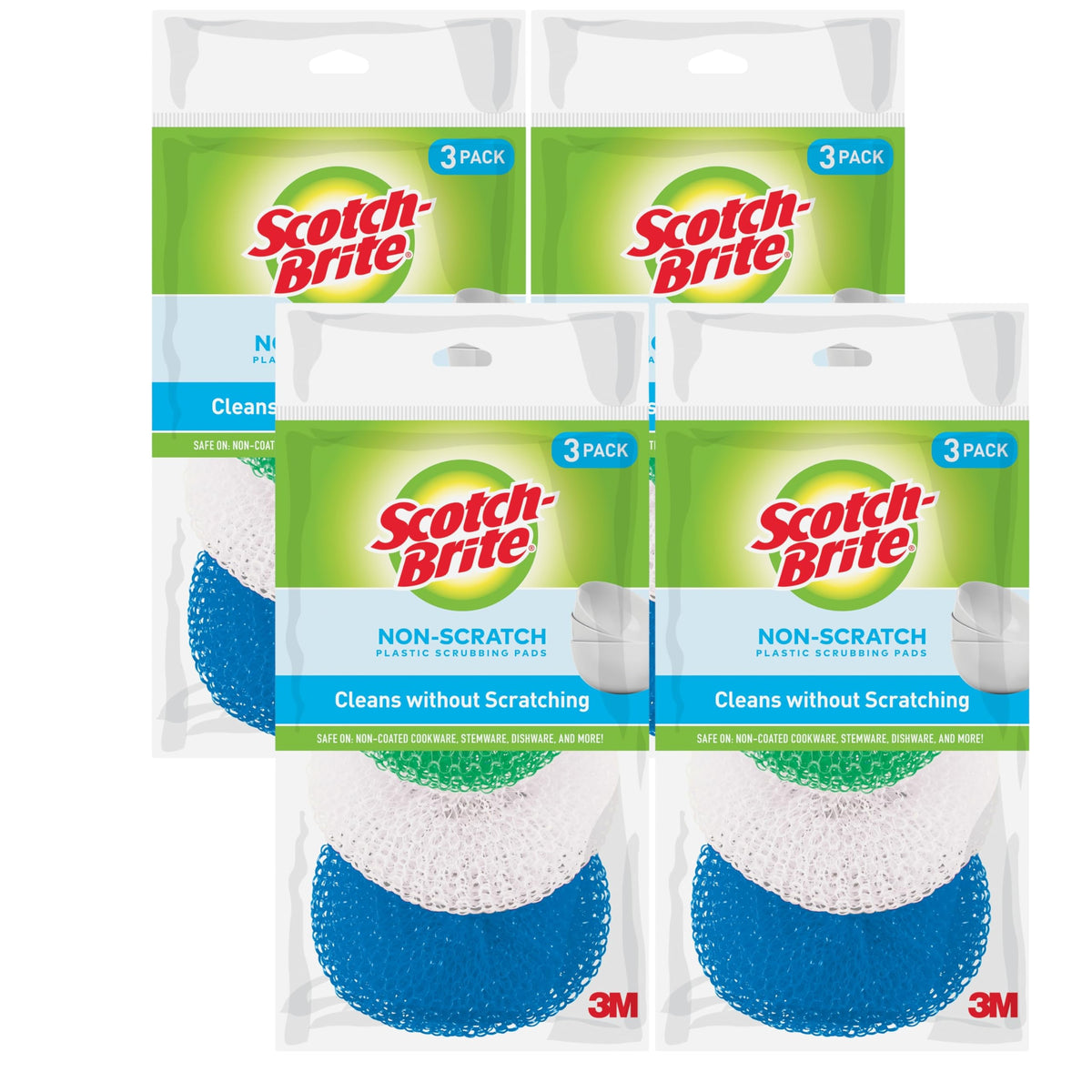 Scotch-Brite Non-Scratch Plastic Scrubbing Pads, 3 Pack
