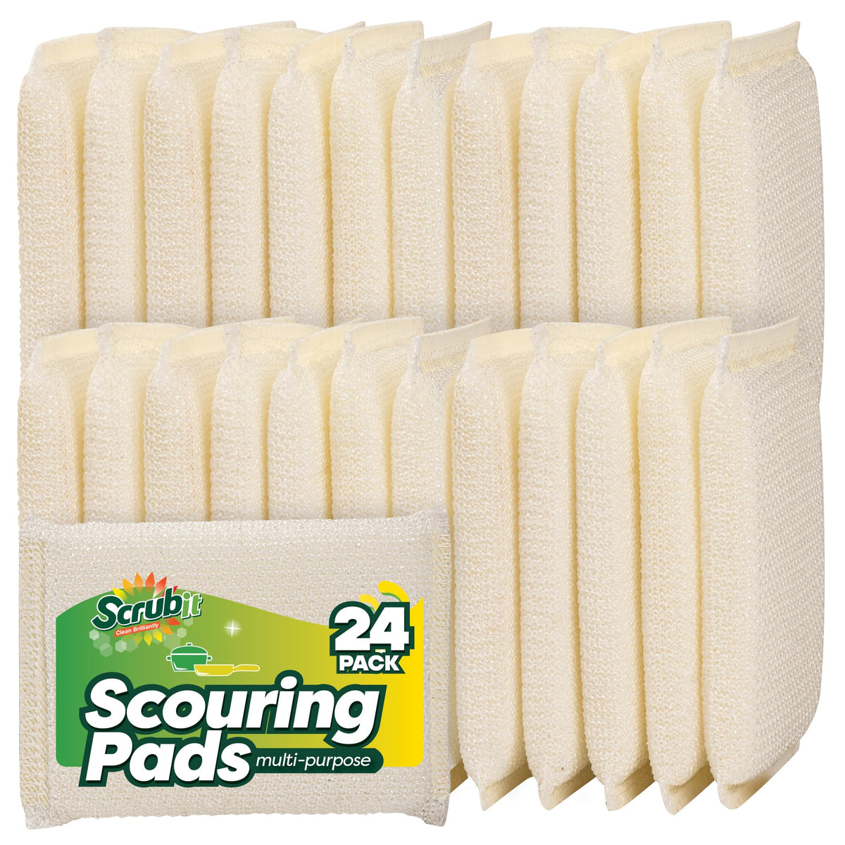 6 Scrub Sponges Kitchen By SCRUBIT, Multi-Purpose Scouring Pads, Non-Scratch Cleaning Sponges for Dishes, Pots & Non-Stick Cookware - Long Lasting Dish Scrubbers for Kitchen, Bathroom & More
