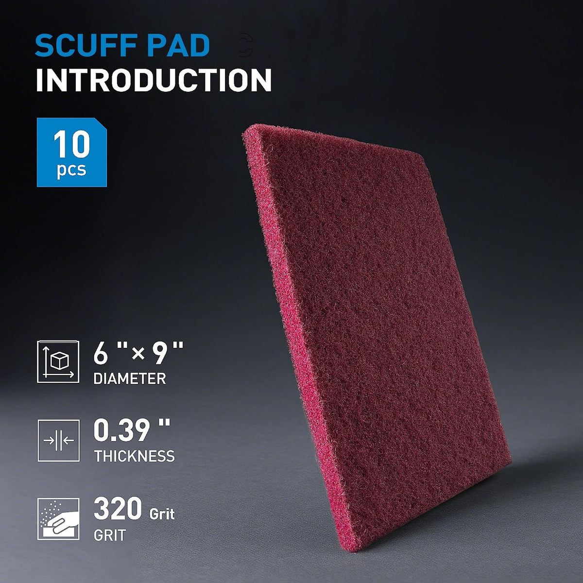 S SATC 6" x 9" Maroon General Purpose Scuff Pads,10 Pack Automotive Pads for Scuffing,Scouring,Sanding,Paint Primer Prep Adhesion Scratch for Automotive Restoration,Handicrafts