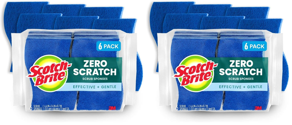 Scotch-Brite Zero Scratch Scrub Sponge, 6 Pack