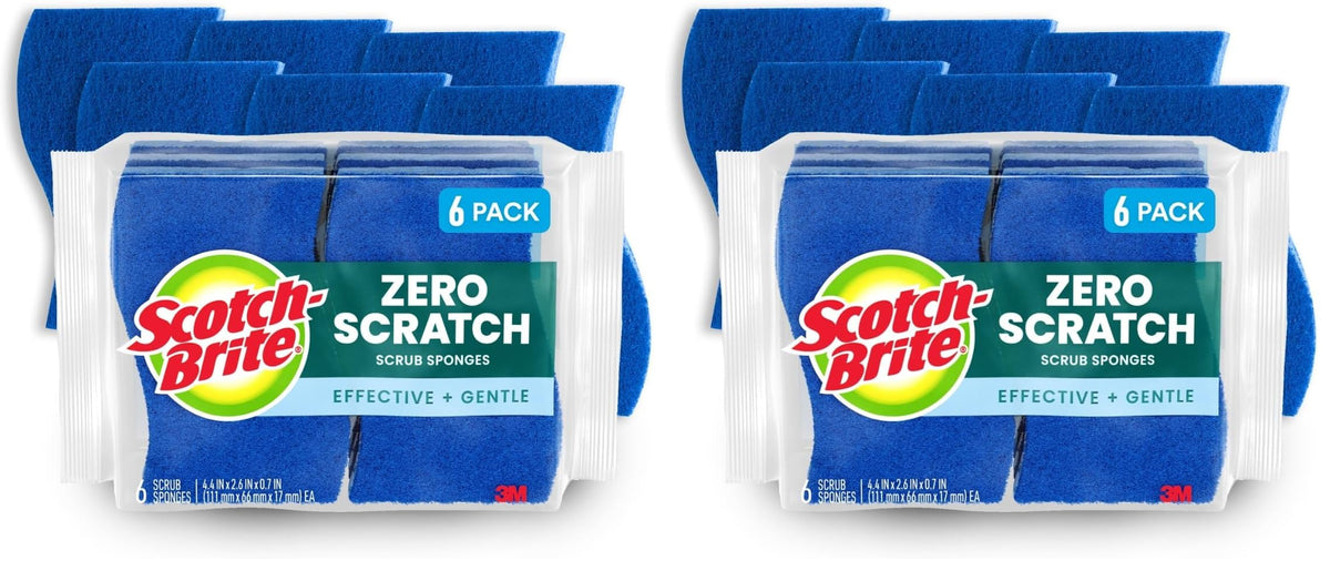 Scotch-Brite Zero Scratch Scrub Sponge, 6 Pack