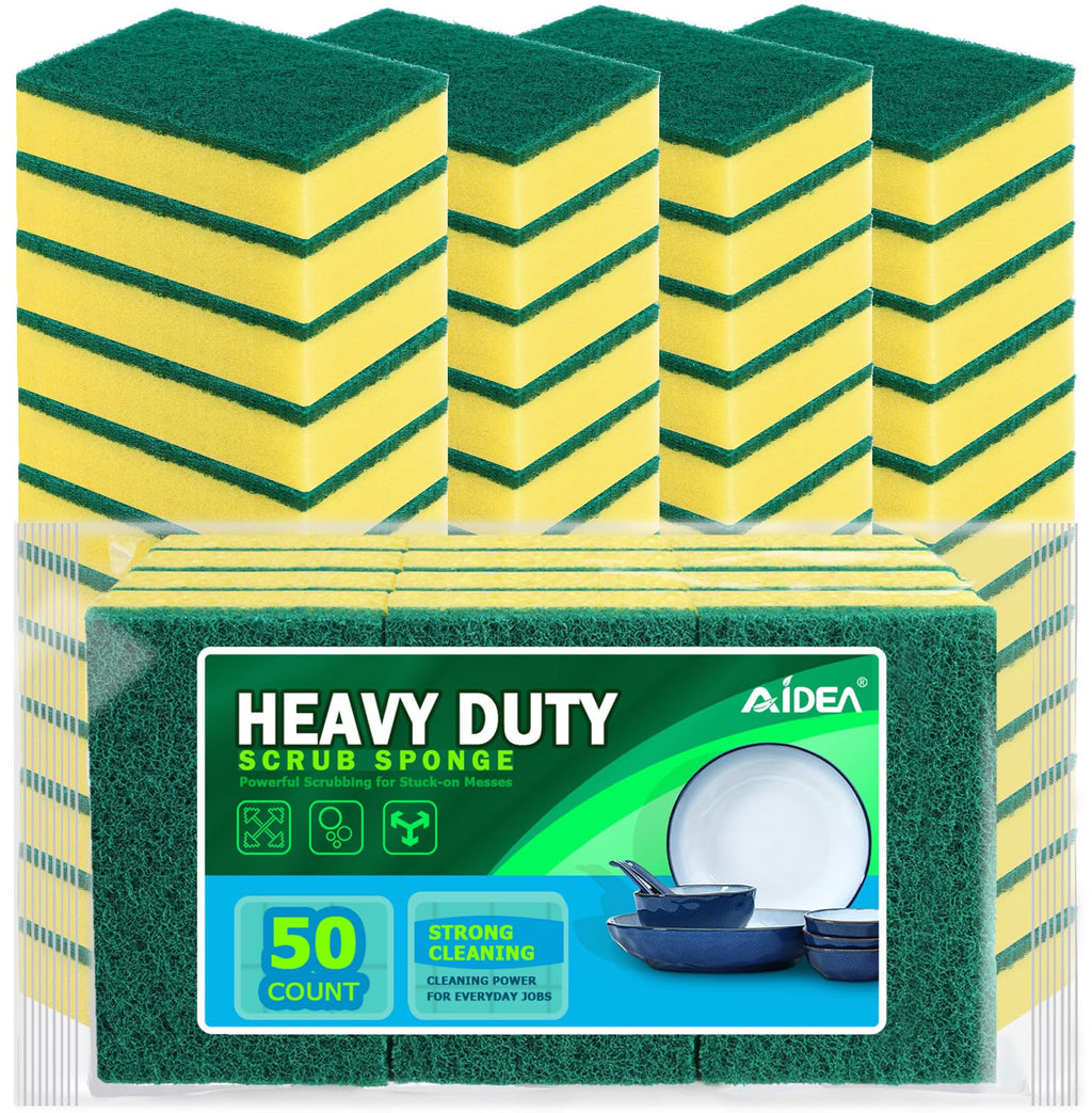 AIDEA Sponges Kitchen, 50 PK Heavy Duty Dish Sponge Kitchen, Scrub Sponges
