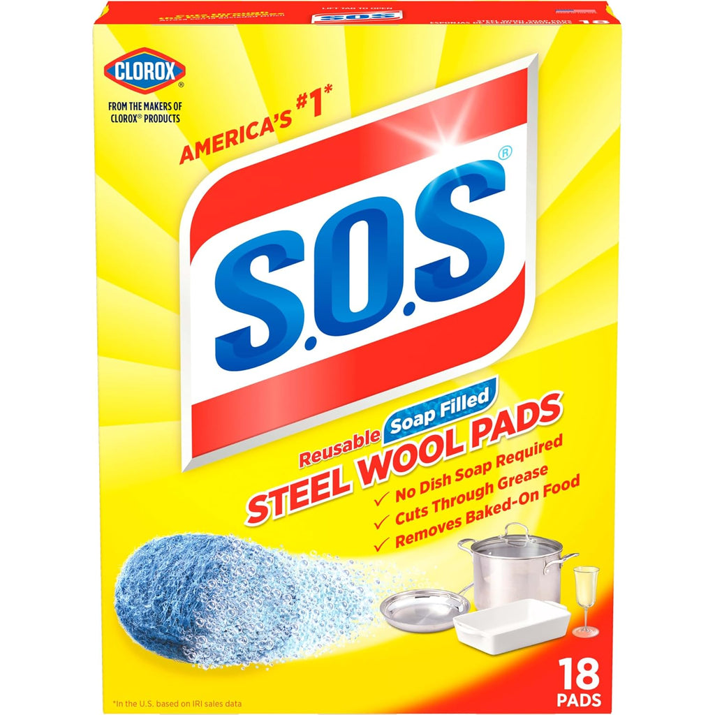 S.O.S. Steel Wool Heavy Duty Soap Scrubbing Pads, 18 Ct.