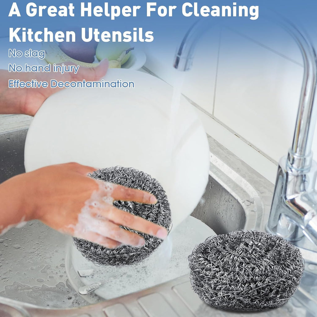 Roshtia 40 Pcs Stainless Steel Scrubber Bulk Large Steel Wool Scrubber