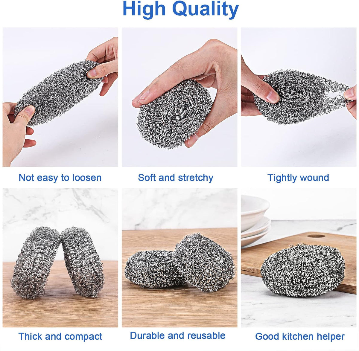 Steel Wool Scrubber for Burnt & Tough Crusts, Dried Food 12 Pack