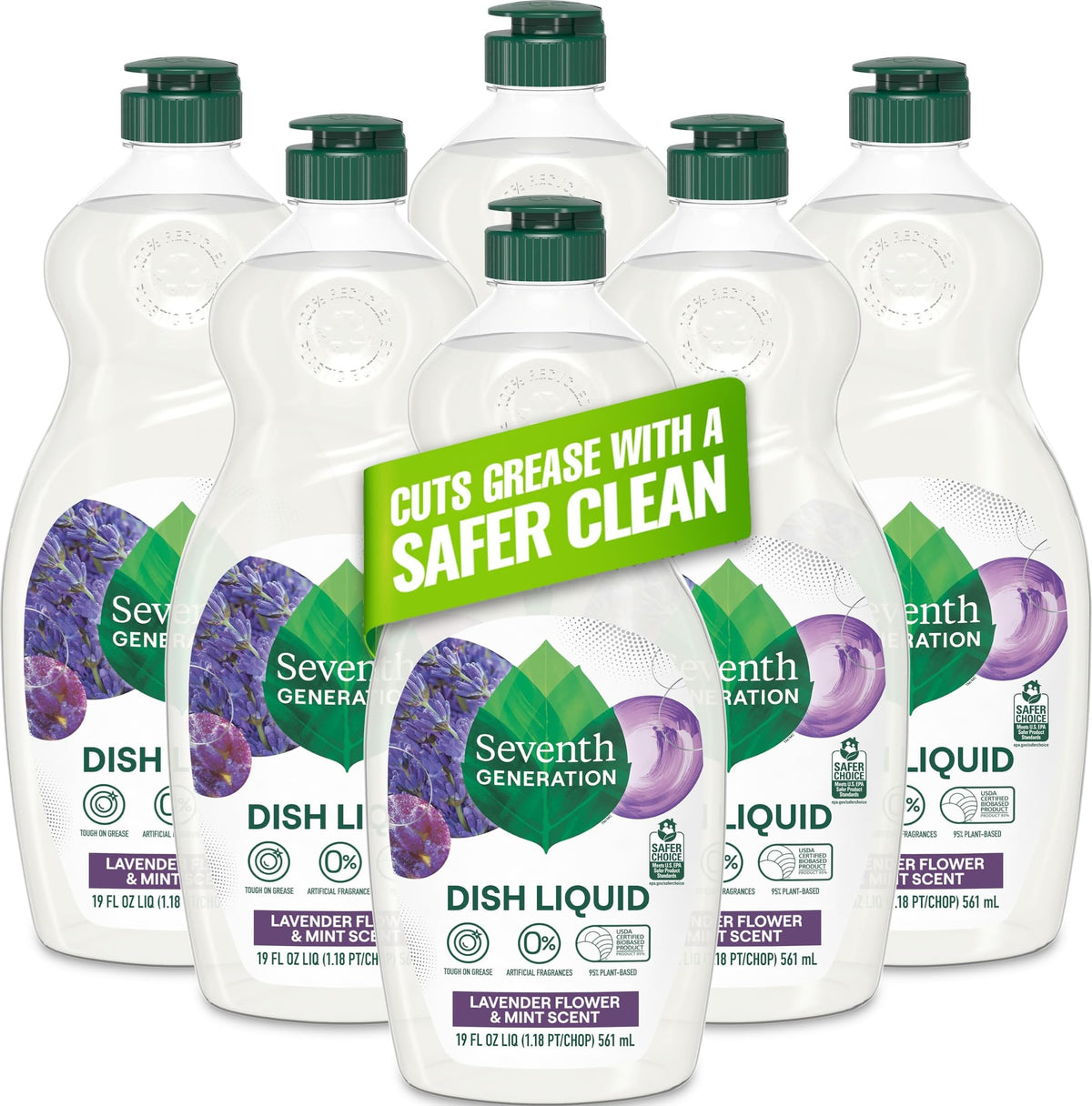 Seventh Generation Dish Soap Fresh Lime & Ginger Scent 1 count Dishwashing Soap Dish Detergent Liquid Soap 19 oz