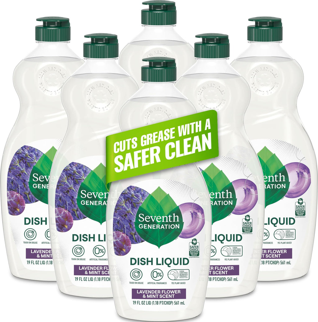Seventh Generation Dish Liquid Soap Clementine Zest Lemongrass Pack of 6 Dishwashing Soap Liquid Soap 19 oz