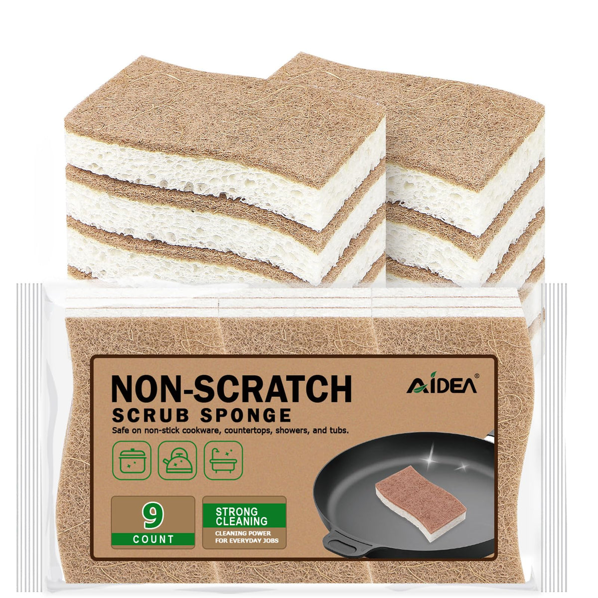 AIDEA Sponges Kitchen-6Count, Non Scratch Scrub Sponge, Dish Sponges
