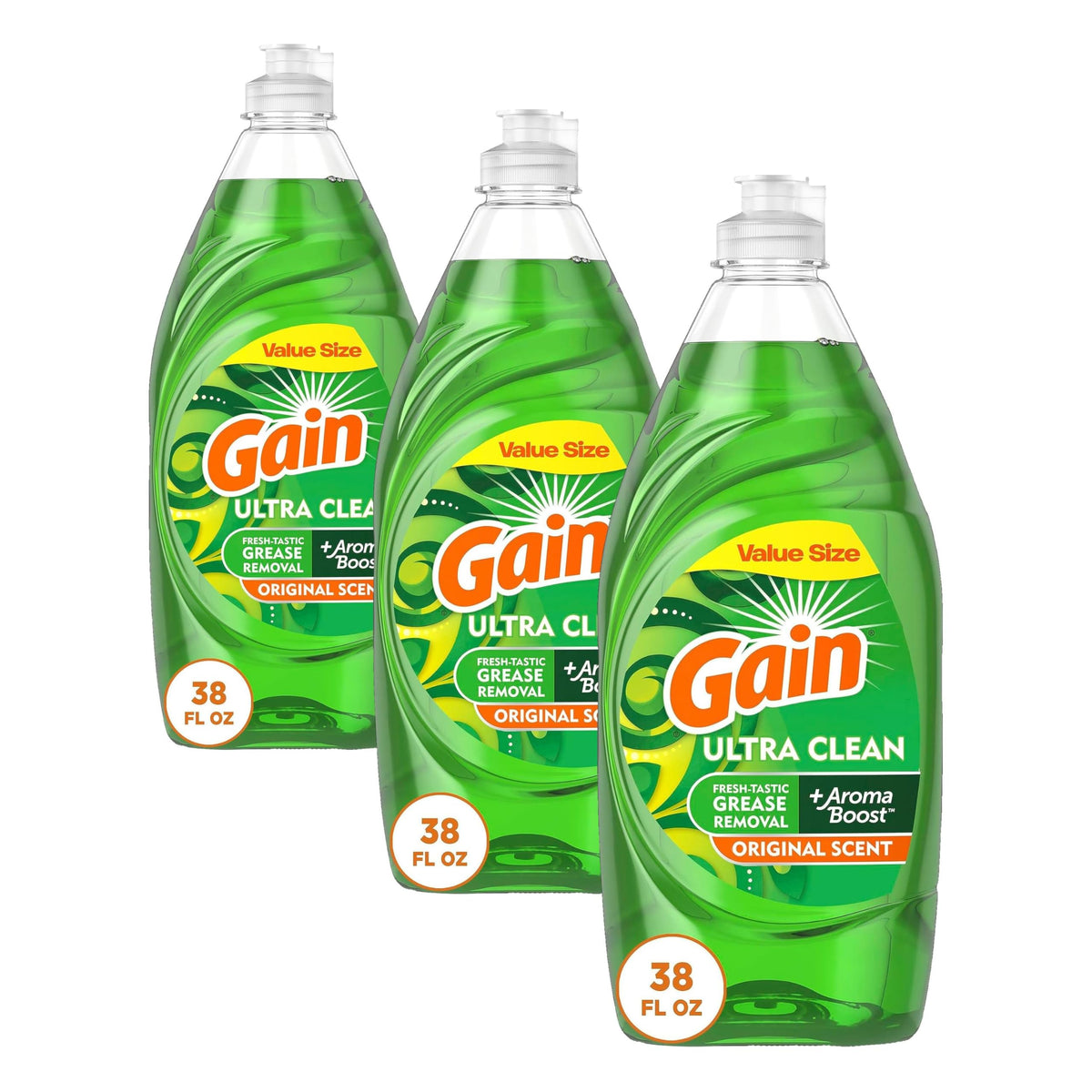 Gain Ultra Liquid Dish Soap, Dishwashing Liquid, Grease Removal, Original Scent, 38 Fl Oz (Pack of 1)