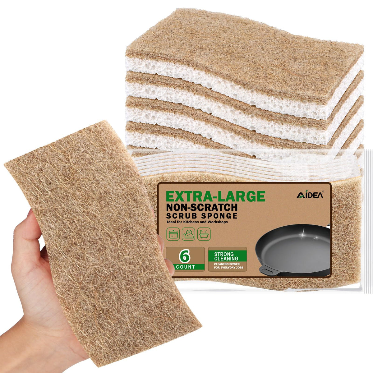 AIDEA Sponges Kitchen, Heavy Duty Scrub Sponge-24Count, Sponges for Dishes