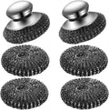 6 Pcs Steel Wool Scrubber Stainless Steel Scrubber with Handled