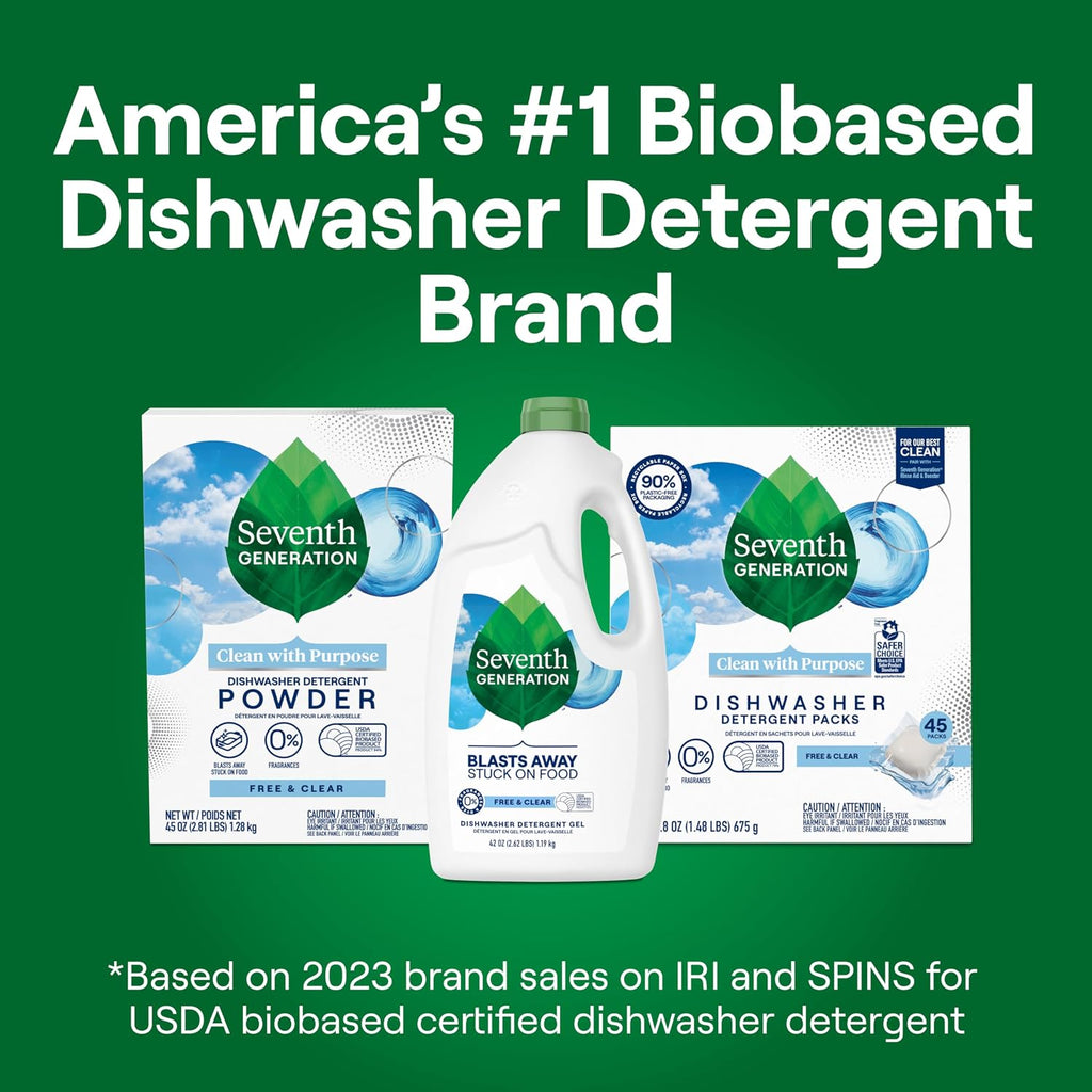 Seventh Generation Dishwasher Detergent Gel Free & Clear Dish Detergent Liquid Soap 42 Oz Pack Of 6