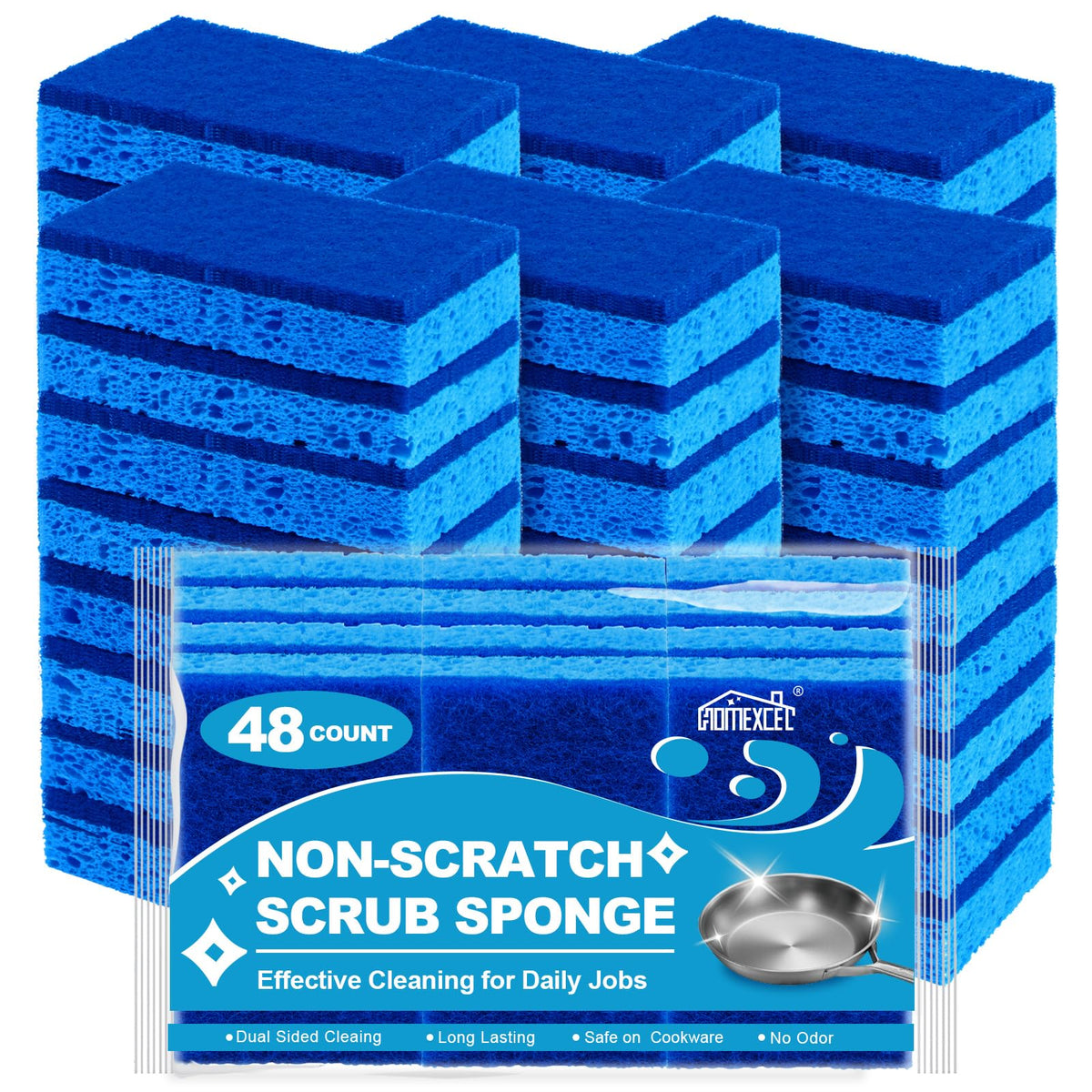 HOMEXCEL Sponges Kitchen 24 Pack, Non Scratch Scrub Dish Sponge for Dishes