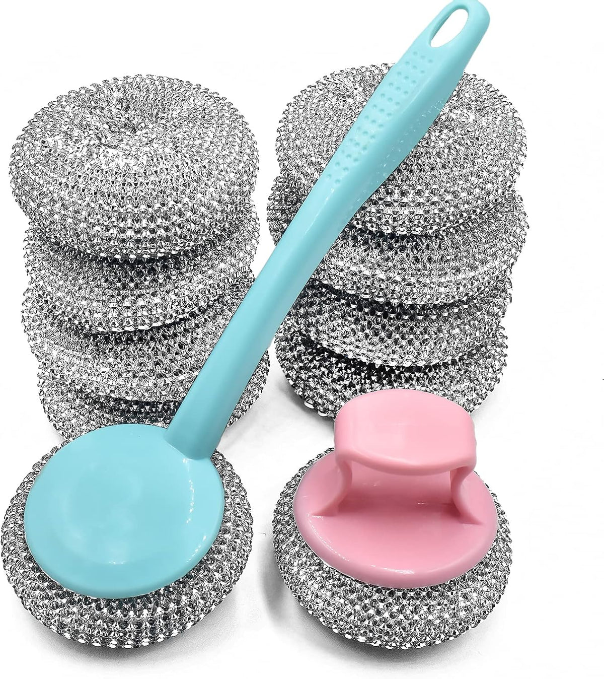 HONGYUTAI 10 Pack Stainless Steel Sponges, Scrubbing Scouring Pad, Steel Wool Scrubber for Kitchens, Bathroom and More