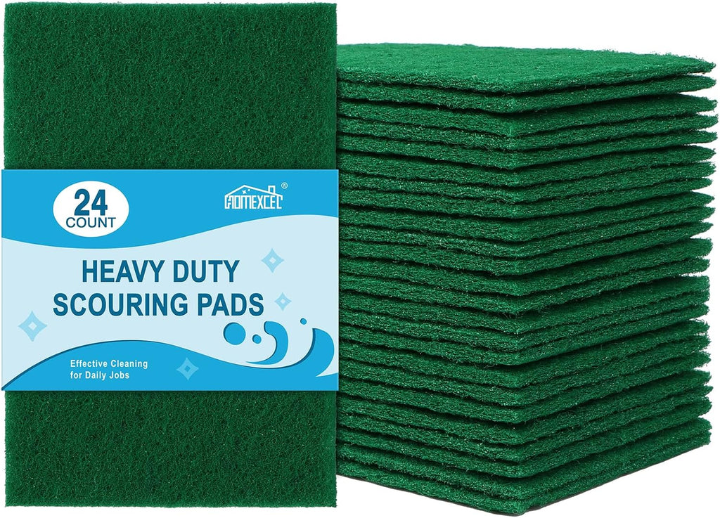 HOMEXCEL Heavy Duty Scouring Pads, 24 Pack Green Scrub Pads for Cleaning