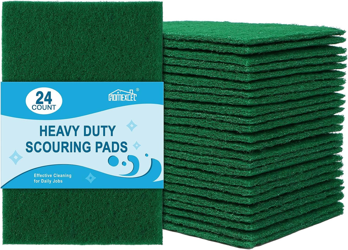 HOMEXCEL Heavy Duty Scouring Pads, 24 Pack Green Scrub Pads for Cleaning