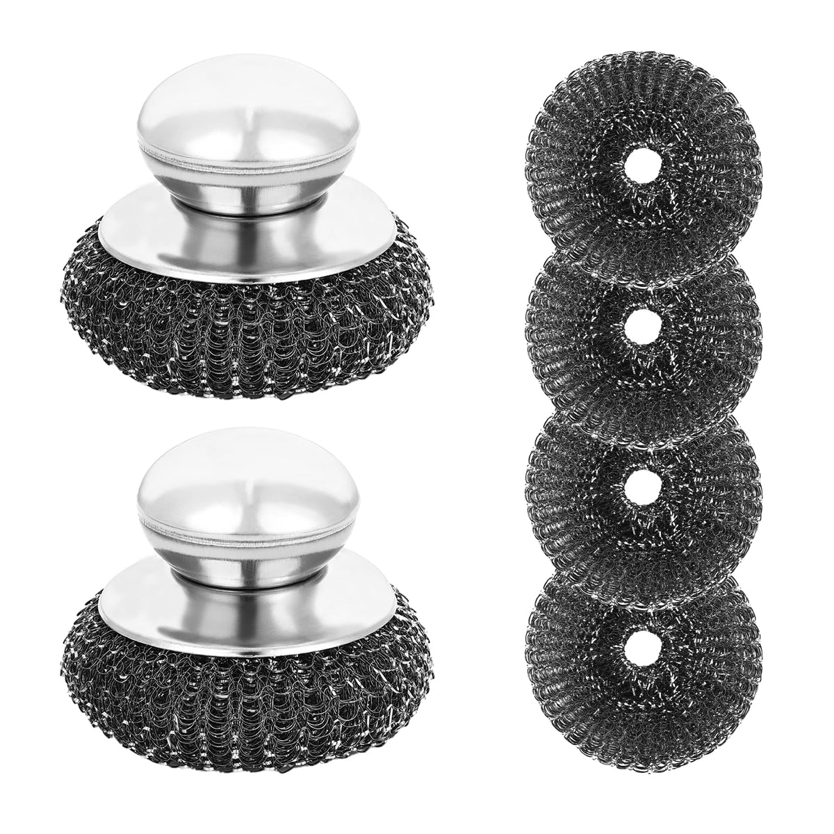 6 Pcs Steel Wool Scrubber, Stainless Steel Scrubber for Cleaning Kitchen and Household Stubborn Messes from Stoves Pans Pots Grill Sink, Replacement Wire Brush Set (Only Replacement Pad)