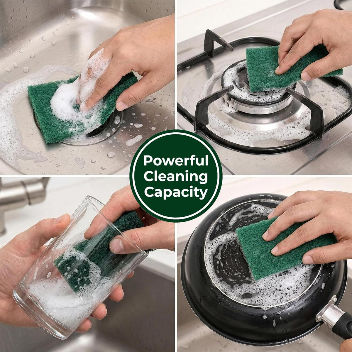 MAQIHAN Heavy Duty Scouring Pad - 10PCS Green Scrubbing Pads for Cleaning