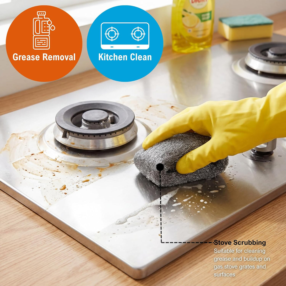 PAMI 0000 Fine Steel Wool Scrubber Pads for Glass Cleaning & Polishing,8-Pk